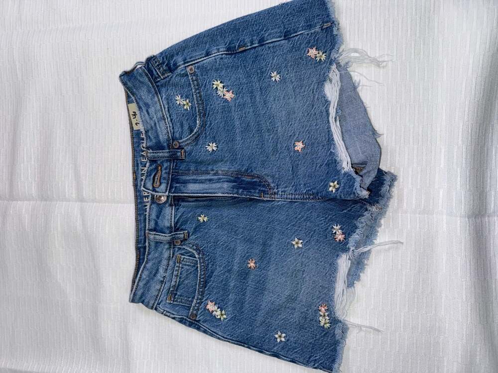 American Eagle Floral Embroidered Mom Shorts Size 00